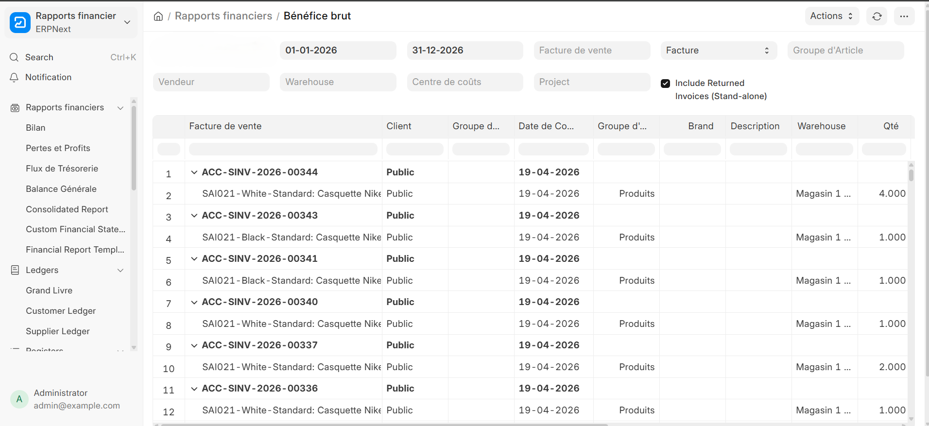 Gross profit analysis and reporting